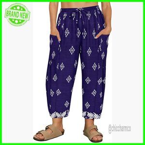 Plus Size Palazzo Harem Pants Drawstring Waist Wide Leg Summer Casual
